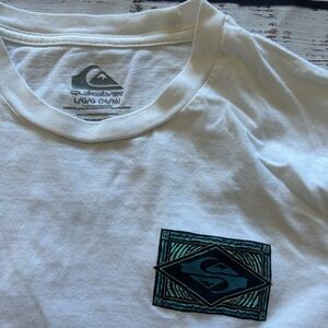 Quiksilver White Tee with Blue Graphic